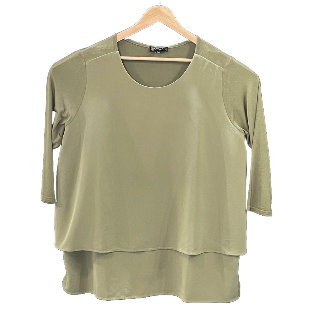 DG2 Diane Gilman 1X Olive Green 3/4 Sleeve Easy Top